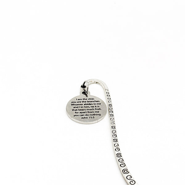 I Am The Vine You Are The Branches Charm Bookmark, John 15 5, Faith Gift, Abide In Him, Apart From God I Can Do Nothing, Bible Bookmark