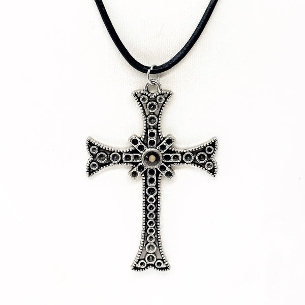 Mustard Seed Cross Black Leather Cord Necklace, Matthew 17 20, Faith Jewelry, Mustard Seed Necklace, Mustard Seed Jewelry