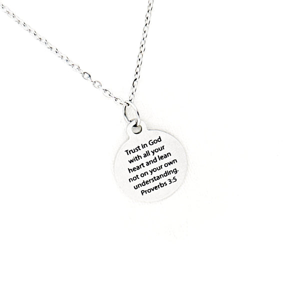 Trust In God With All Your Heart Necklace, Proverbs 3 5, Lean Not On Your Own Understanding, Scripture Jewelry, Daughter Gift, Baptism Gift