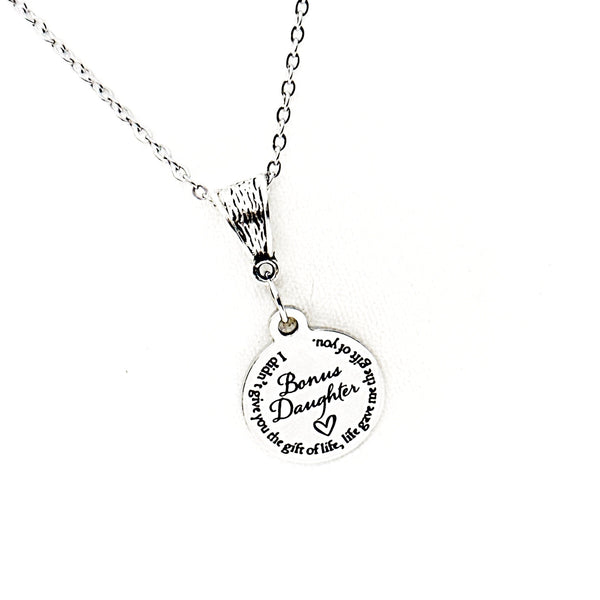 Bonus Daughter Necklace, Daughter In Love Gift, Stepdaughter Gift, I Didn’t Give You The Gift Of Life, Life Gave Me The Gift Of You