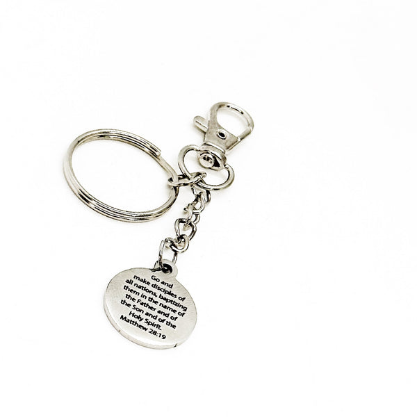 Make Disciples Of All Nations Charm Keychain, Matthew 28 19, Faith Gift, Faith Keychain, Christian Keychain Gift, Pastor Gift, Missionary