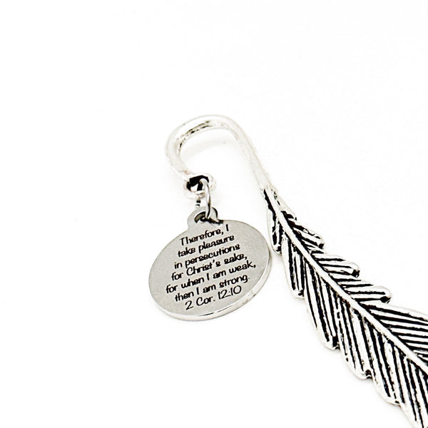 I Take Pleasure In Persecutions Charm Bookmark, 2 Cor 12 10, When I Am Weak Then I Am Strong, Faith Bookmark, Bible Bookmark, Christian Gift