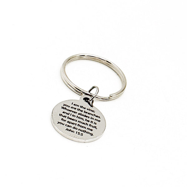 I Am The Vine You Are The Branches Charm Keychain, John 15 5, Bible Quote, Pastor Gift, Christian Keychain, Faith Gift, Bible Study Gift