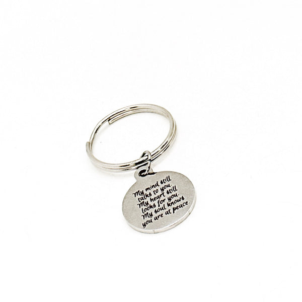 My Mind Still Talks To You Round Charm Keychain, Memorial Gift, Remembering Her, Remembering Him, Sympathy For Her, Loss Of Loved One