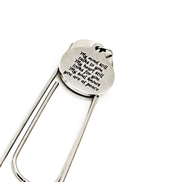My Mind Still Talks To You Heart Charm Paperclip Bookmark, Memorial Gift, Remembering Her, Remembering Him, Sympathy, Loss Of Loved One