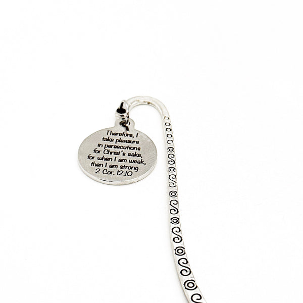 Take Pleasure In Persecutions For Christs Sake Bookmark, 2 Cor 12 10, Faith Gift, When I Am Weak Then I Am Strong, Bible Bookmark