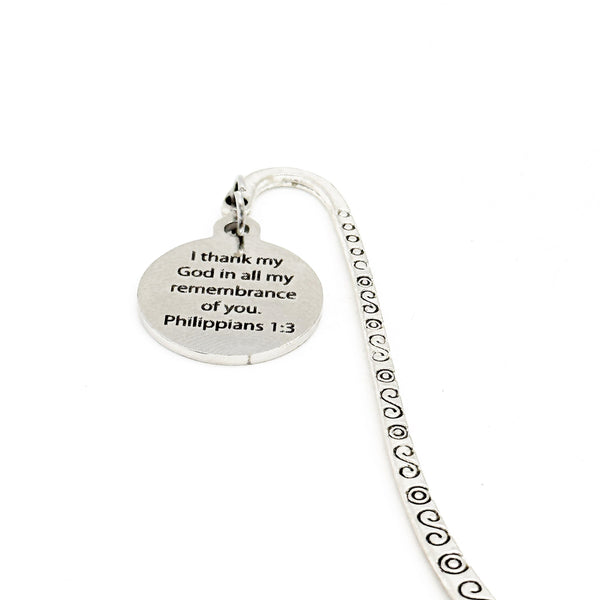 I Thank God In All My Remembrance Of You Charm Bookmark, Philippians 1 3, Faith Gift, Missionary Gift, Mission Trip, Bible Bookmark