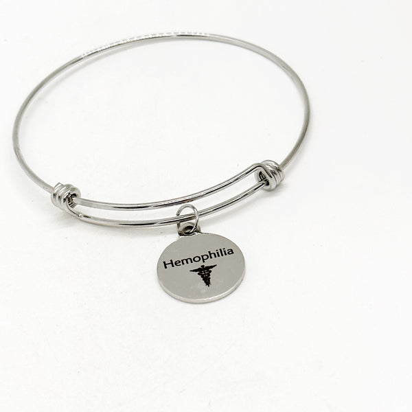 Hemophilia Medical Charm Bracelet, Hemophilia Awareness, Hemophilia Condition Jewelry, Medical Notification, Medical Awareness, Caduceus