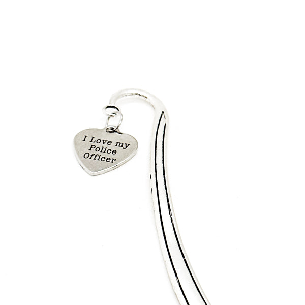 I Love My Police Officer Charm Bookmark, Police Wife, Police Mom, Police Daughter, Gift For Her, Reader Gift, Planner Bookmark, Bible Marker