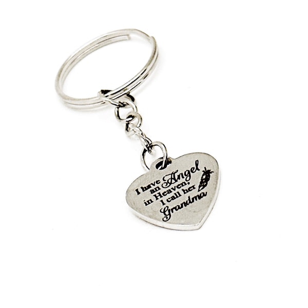 I Have An Angel In Heaven I Call Her Grandma Charm Keychain, Keychain Gift, Grandma Memorial, Memorial Gift, Remembering Grandma