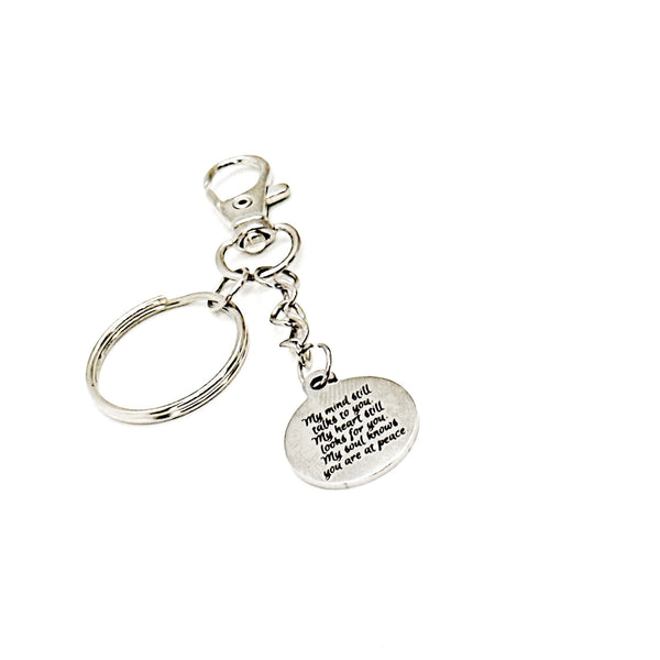 My Mind Still Talks To You Round Charm Clip On Keychain, Memorial Gift, Remembering Her, Remembering Him, Sympathy Gift, Loss Of Loved One