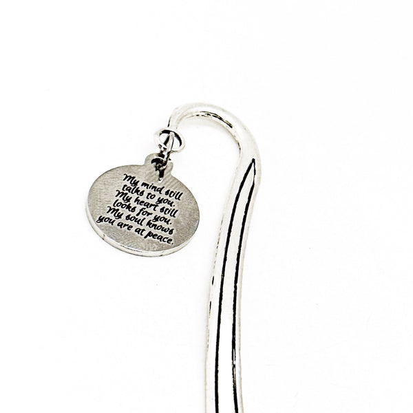 My Mind Still Talks To You Round Charm Hook Bookmark, Memorial Gift, Remembering Her, Remembering Him, Sympathy, Loss Of Loved One