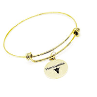 Hemophilia Medical Charm Goldtone Bracelet, Hemophilia Awareness, Hemophilia Jewelry, Hemophiliac, Blood Condition, Medical Notification