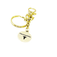 Hemophilia Blood Condition Awareness Goldtone Keychain, Hemophilia Keychain, Medical Notification, Clip On Charm Keychain, Medical Condition