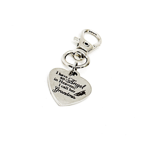 I Have An Angel In Heaven I Call Her Grandma Charm, Memorial Charm, Sympathy, Memorial Gift, Remembering My Grandma Charm, Keychain Charm