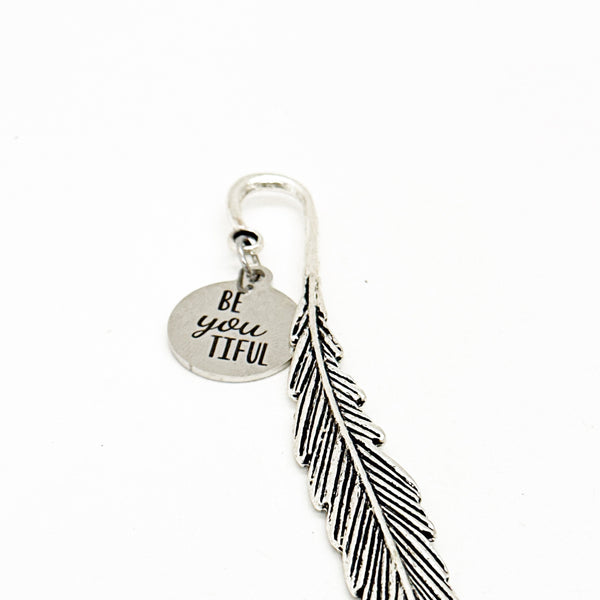 BeYouTiful Charm Feather Stem Bookmark, Encouragement Gift, Motivation Gift, Affirmation Gifts, Motivating Words, Reader Gift, Daughter Gift