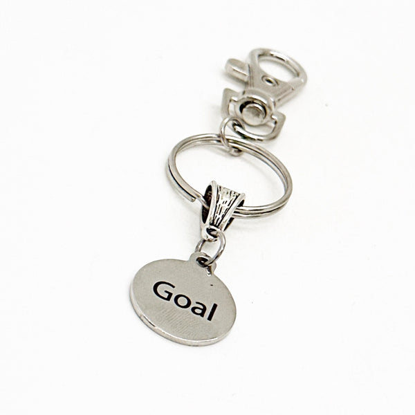 Goal Round Charm Clip On Keychain, Goal Setting, Goal Setter, Weight Loss Goals, Life Goals, Affirmation Gifts, Going To College