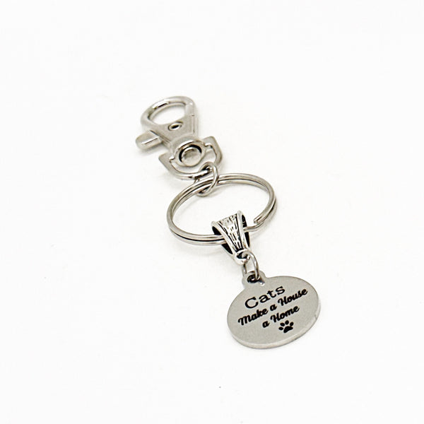 Cats Make A House A Home Charm Clip On Keychain, Cat Adoption Gift, New Cat Owner, Kitten Owner, Kitten Adoption, New House Gift, Cat Lover