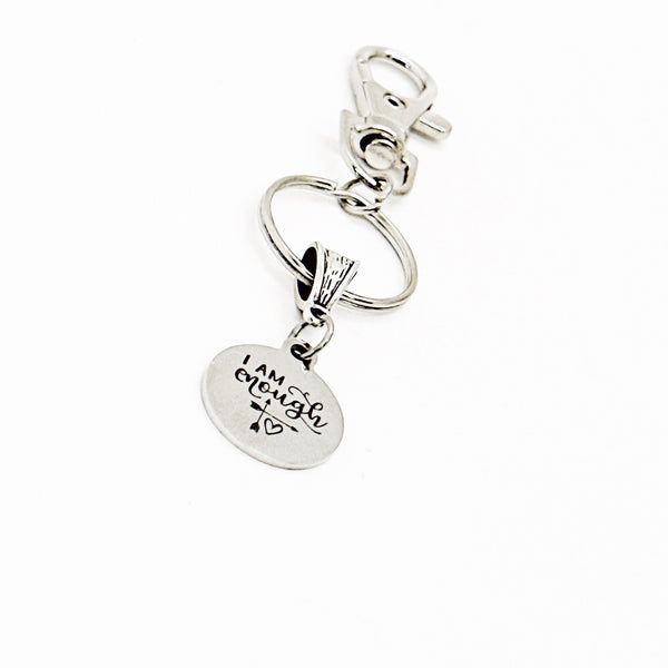 I Am Enough Charm Clip On Keychain, Daughter Gift, Friend Gift, Granddaughter Gift, Motivation Gift, Encouragement, Encouraging, Motivating