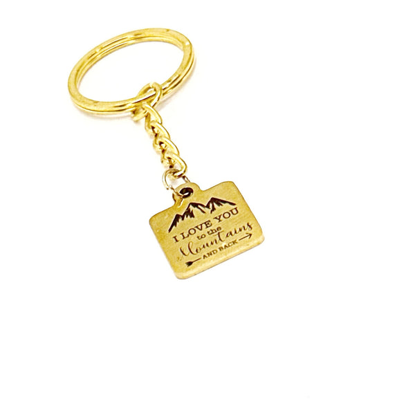 I Love You To The Mountains And Back Goldtone Charm Keychain, Love Keychain, Son Gift, Wife Gift, Daughter Gift, Charm Keychain, Love Charm