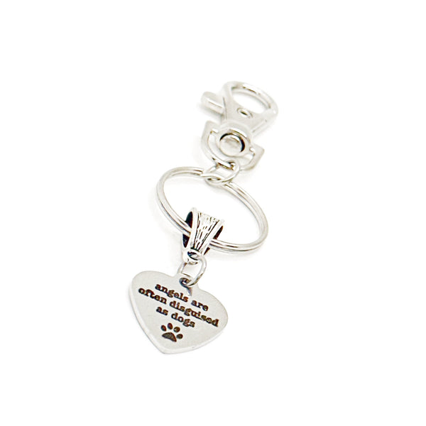 Angels Are Often Disguised As Dogs Charm Clip On Keychain, Dog Lover Gift, New Dog Owner, Dog Adoption Gift, Doggy Owner, Puppy Adoption