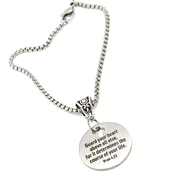 Guard Your Heart Charm Bracelet Proverbs 4 23 Scripture Gifts Bible Verse Jewelry Your Heart Determines Your Life Christian Gifts Graduation