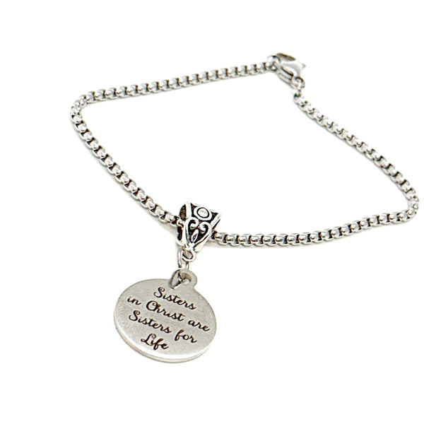 Sisters In Christ Are Sisters For Life Charm Bracelet, Gift For Her, Prayer Group, Womens Bible Study, Christian Sunday School, Baptism Gift