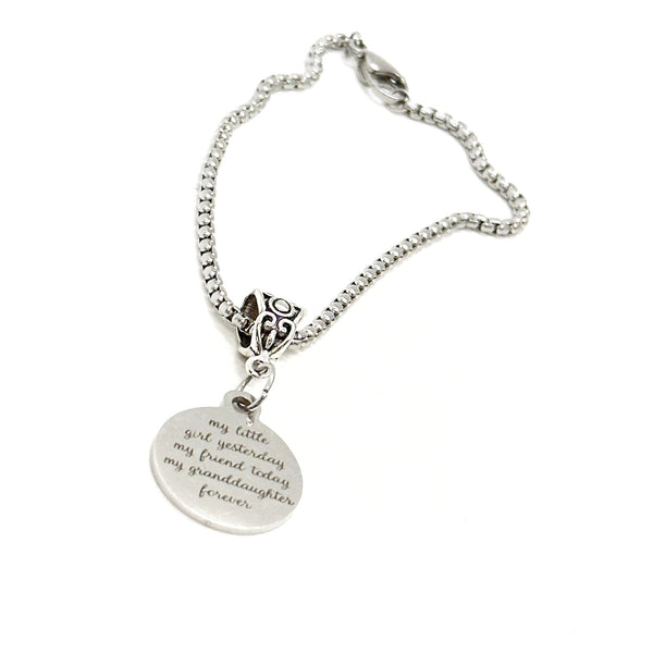 My Little Girl Yesterday My Friend Tomorrow My Granddaughter Forever Charm Bracelet, Granddaughter Gift, Birthday, Graduation, Wedding