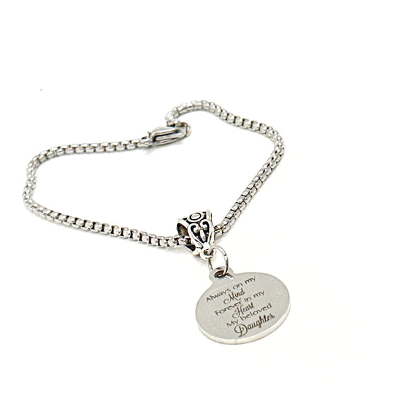 Always On My Mind Forever In My Heart My Beloved Daughter Charm Bracelet, Loss Of Daughter, Sympathy Gift, Remembering Her, Death, Memorial