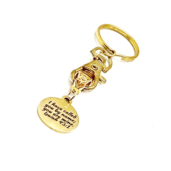 I Have Called You By Name You Are Mine Goldtone Keychain, Isaiah 43 1, Scripture Gift, Baptism Gift, Bible Verse, Christian Faith