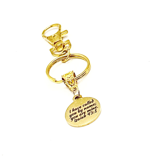 God Has Called You By Name Goldtone Charm Keychain, I Have Called You By Name You Are Mine, Isaiah 43 1, Scripture Gift, Bible Verse, Faith