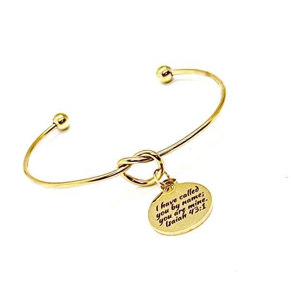 I Have Called You By Name You Are Mine Goldtone Charm Cuff Bracelet, Isaiah 43 1, Bible Verse Gift, Scripture, Faith Jewelry, You Are His