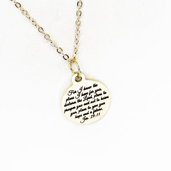 For I Know The Plans I Have For You Goldtone Necklace, Jeremiah 29 11 Scripture Jewelry, Christian Gift, Bible Verse Jewelry, Gift For Her