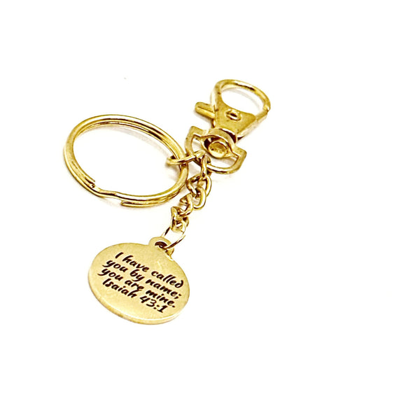 I Have Called You By Name You Are Mine Goldtone Charm Keychain, Isaiah 43 1, Christian Faith Gifts, Scripture Gifts, Scripture Quotes