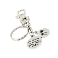 A Dream Is A Wish Your Heart Makes Dandelion Charm Clip On Keychain, Make Wishes, Dream Big, Gift For Her, Daughter, Graduation
