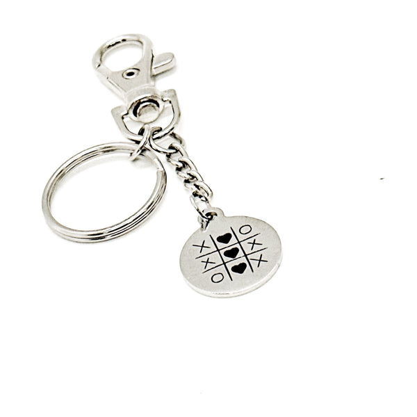 Tic Tac Toe Love Charm Clip On Keychain, Wedding Favors, Gift For Her, Daughter, Wife Gift, Wedding Gift, Girlfriend Gift