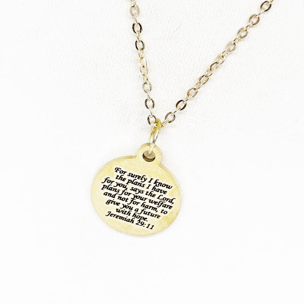 For I Know The Plans I Have For You Goldtone Scripture Necklace, Jeremiah 29 11 Jewelry, Christian Gift, Bible Verse Jewelry, Gift For Her