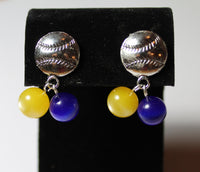Baseball Beaded Dangle Earrings - Handmade Earrings; Baseball Earrings; Choice of Team Colors; Baseball Fan; School Colors; Team Spirit
