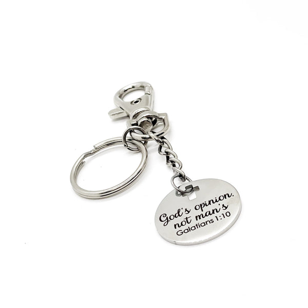 Galatians 1 10 God’s Opinion Not Man’s Clip On Charm Keychain, Faith Gift, God’s Opinion Matters, Man’s Opinion Doesn’t, Scripture Gifts