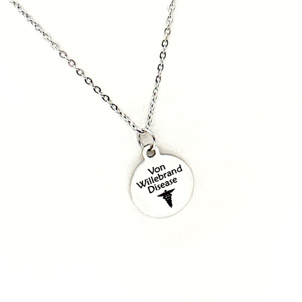 Von Willebrand Necklace, Bleeding Disorder Notice, Medical Condition Jewelry, Daughter Gift, Wife Gift, Medical Caduceus, Caregiver Notice