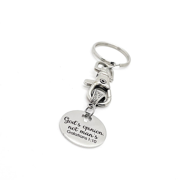 God’s Opinion Matters Not Man’s Galatians 10 1 Charm Keychain, Faith Gifts, Christian Gift, Anti-Bullying, Scripture Gift, Bible Verse Quote