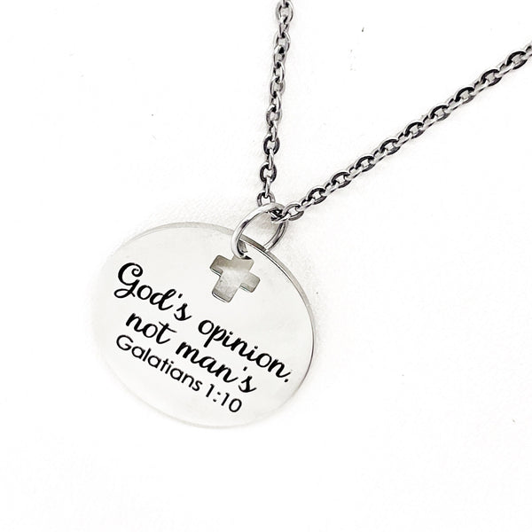 Galatians 10 1 God’s Opinion Not Man’s Necklace, Scripture Jewelry, Faith Jewelry, Bible Verse Quote, Gift For Her, Daughter Gift, Baptism