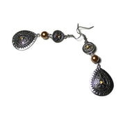 Southwestern Style Dangle Earrings with Golden Pearl Bead, Statement Earrings for Wife, Southwestern Earrings, Gift For Her, Bead Jewelry