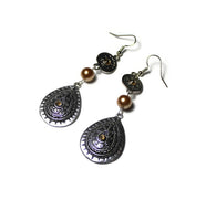 Southwestern Style Dangle Earrings with Golden Pearl Bead, Statement Earrings for Wife, Southwestern Earrings, Gift For Her, Bead Jewelry