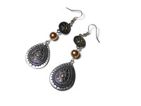 Southwestern Style Dangle Earrings with Golden Pearl Bead, Statement Earrings for Wife, Southwestern Earrings, Gift For Her, Bead Jewelry
